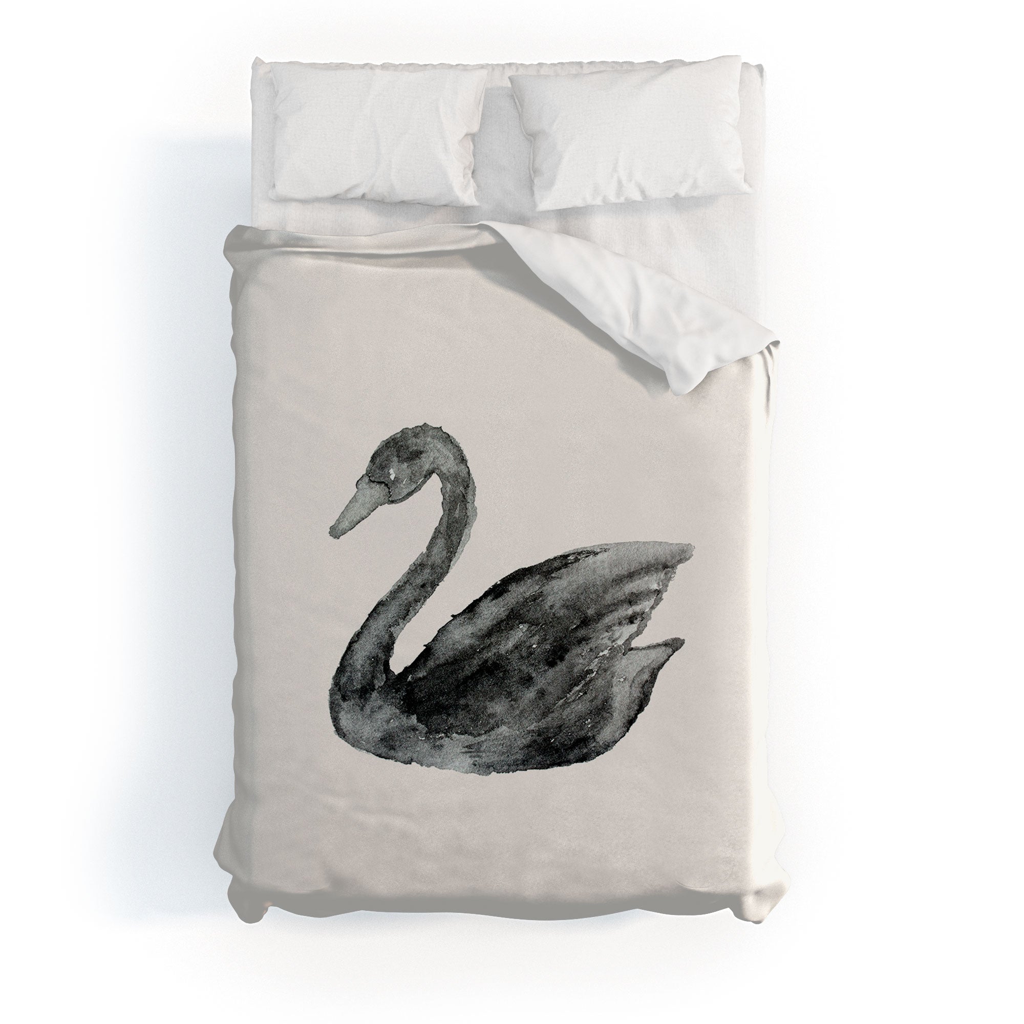 Pink Water Elegant black white swan Duvet Cover