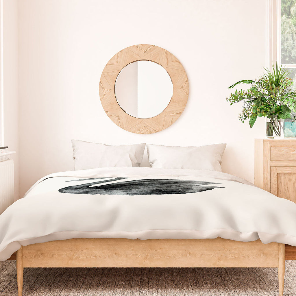 Pink Water Elegant black white swan Duvet Cover