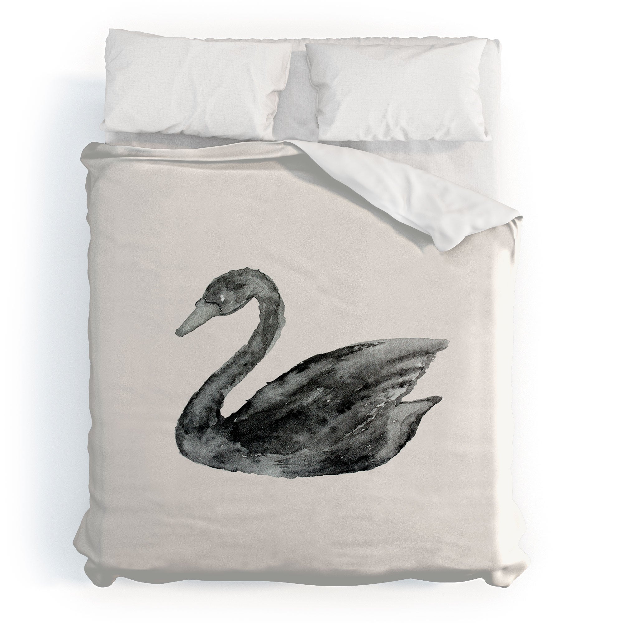 Pink Water Elegant black white swan Duvet Cover