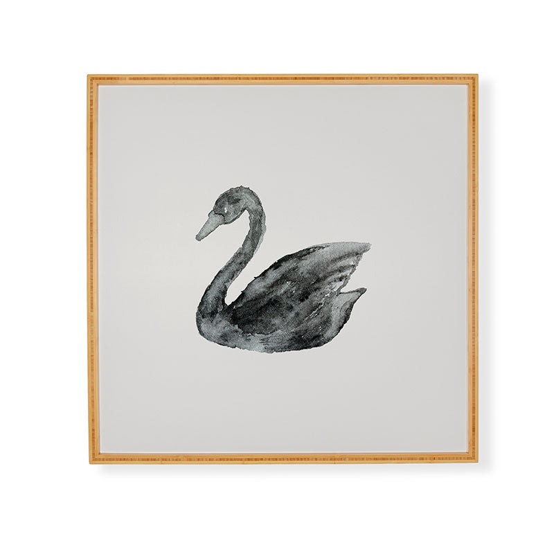 Pink Water Elegant black white swan Framed Wall Art