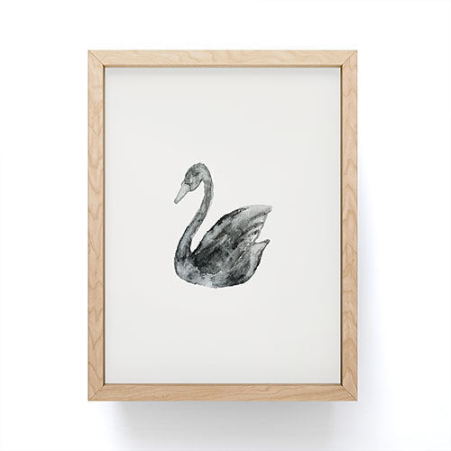 Pink Water Elegant black white swan Framed Mini Art Print