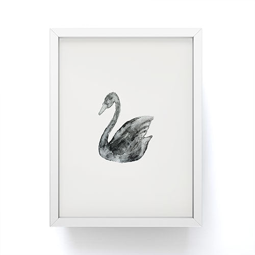 Pink Water Elegant black white swan Framed Mini Art Print