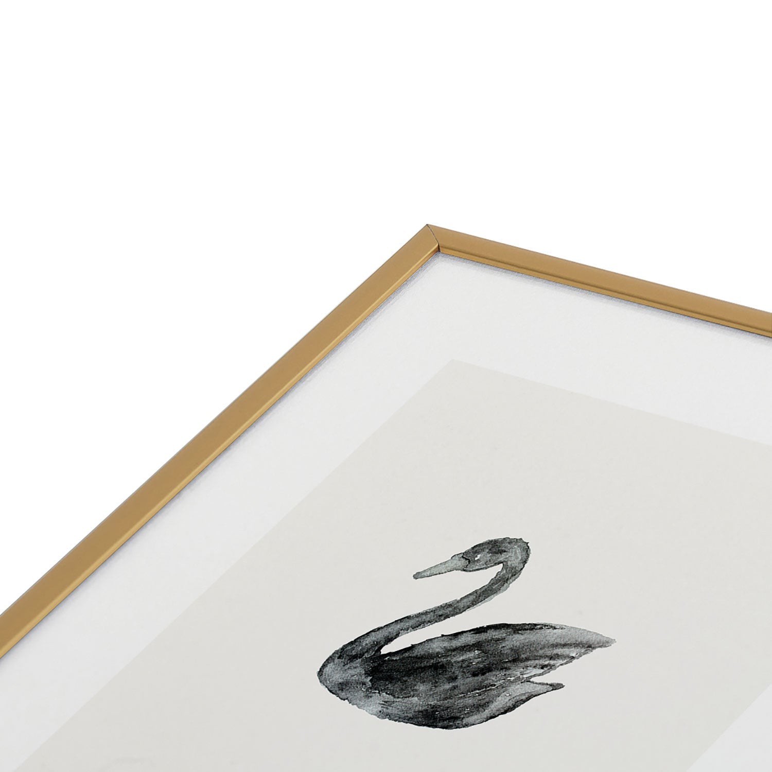 Pink Water Elegant black white swan Metal Framed Art Print