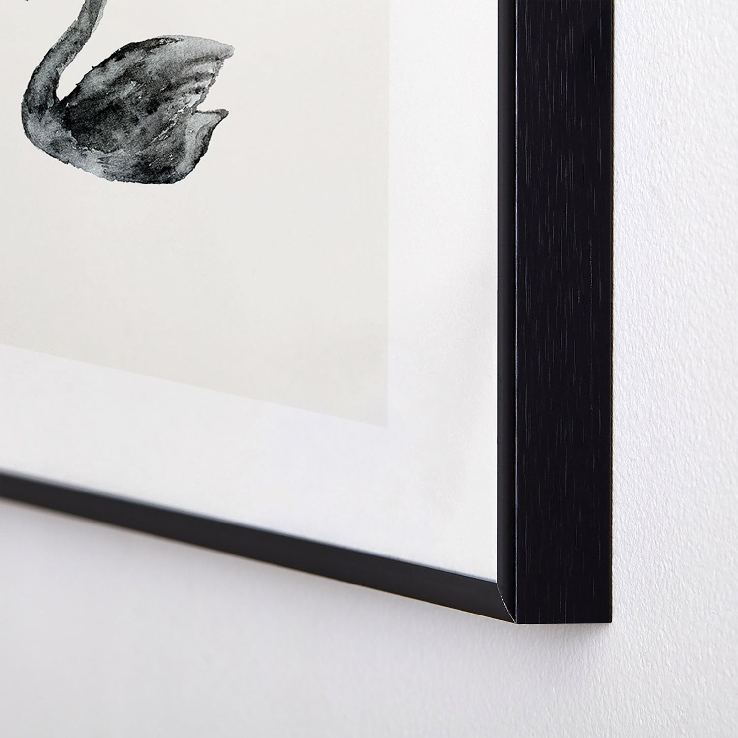 Pink Water Elegant black white swan Metal Framed Art Print