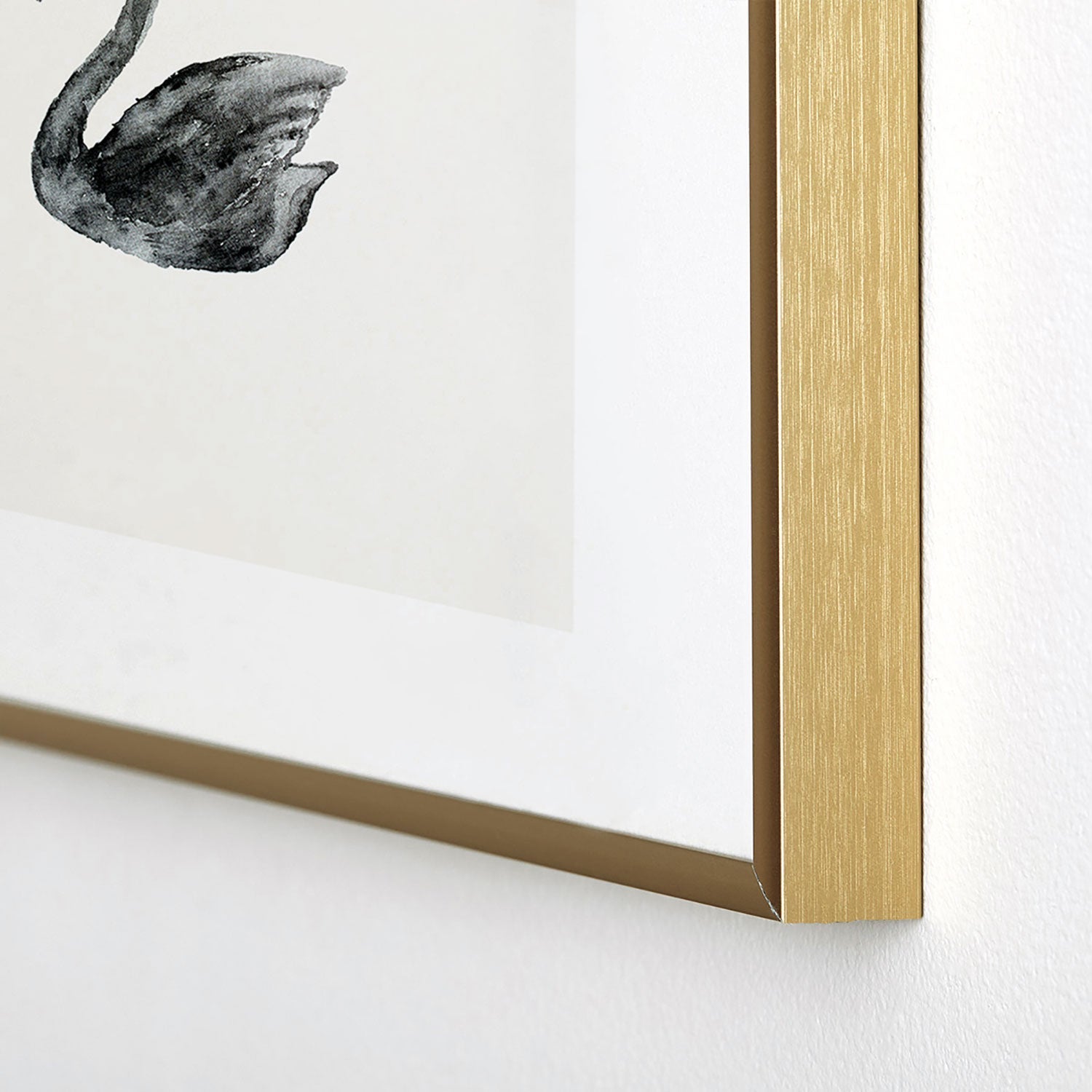 Pink Water Elegant black white swan Metal Framed Art Print