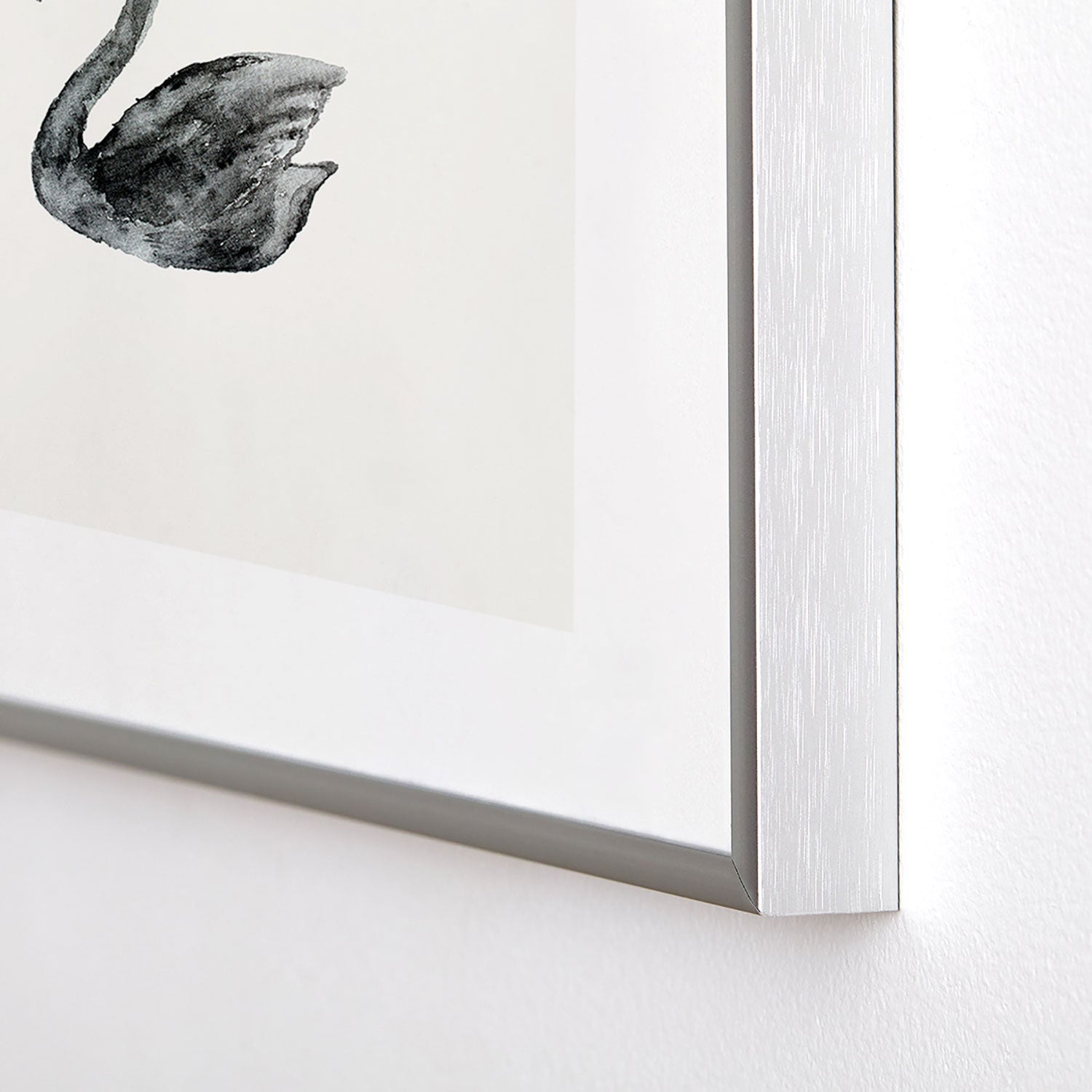 Pink Water Elegant black white swan Metal Framed Art Print