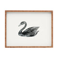 Pink Water Elegant black white swan Rectangular Tray