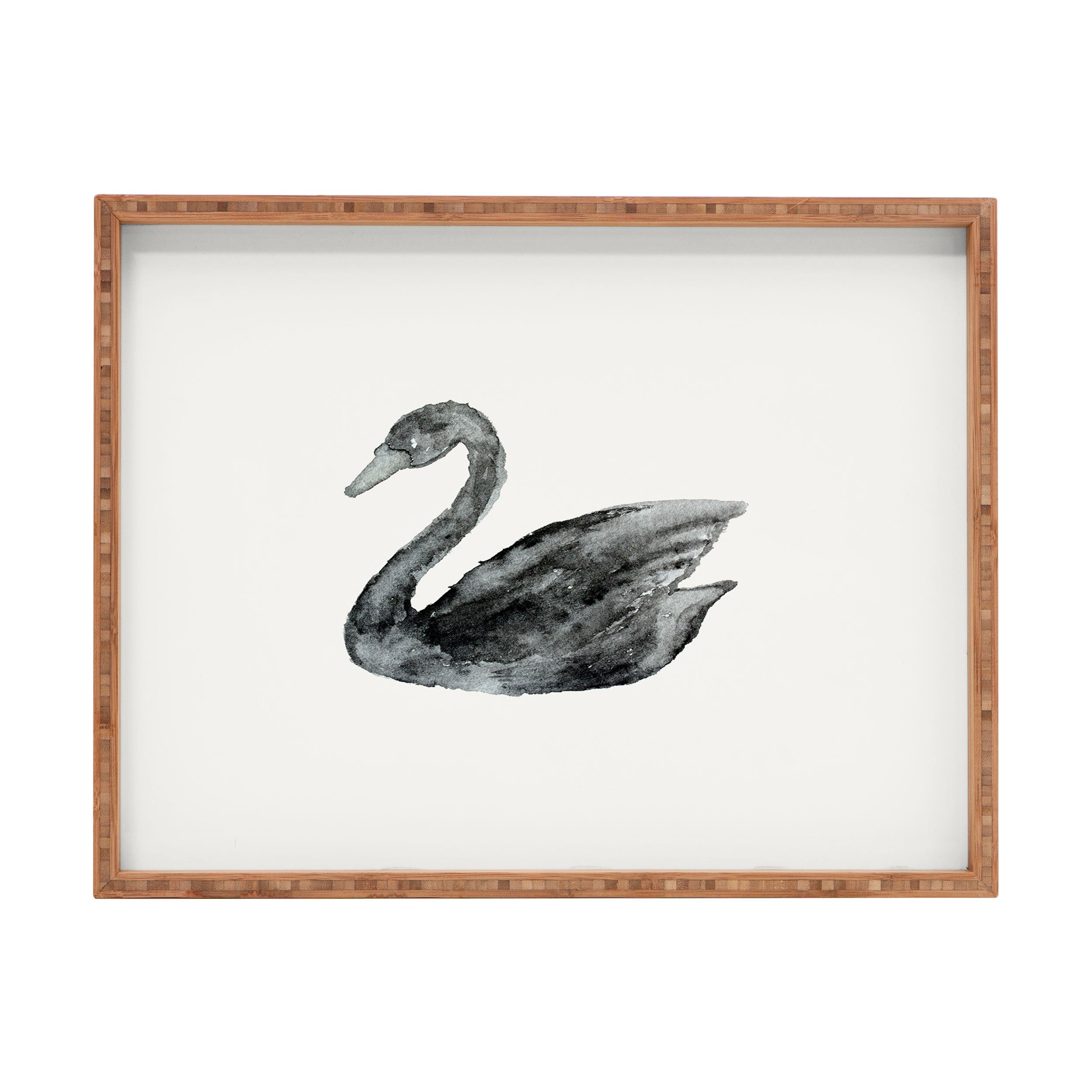 Pink Water Elegant black white swan Rectangular Tray