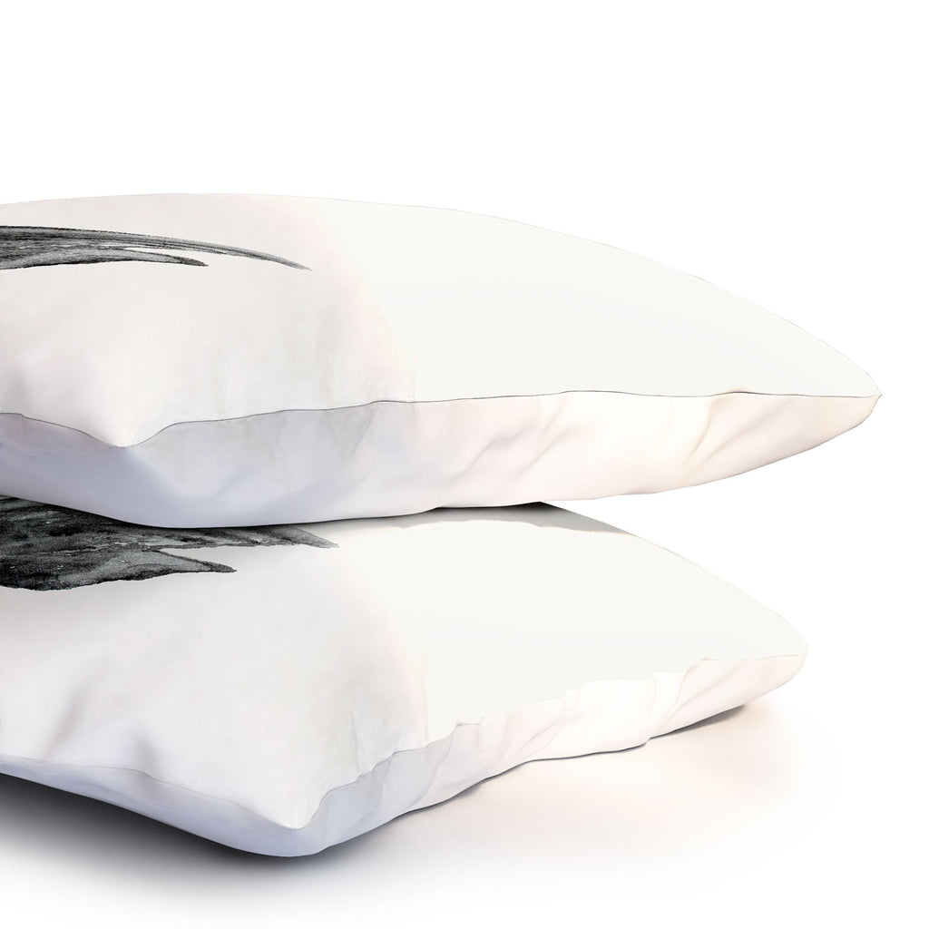 Pink Water Elegant black white swan Pillow Shams