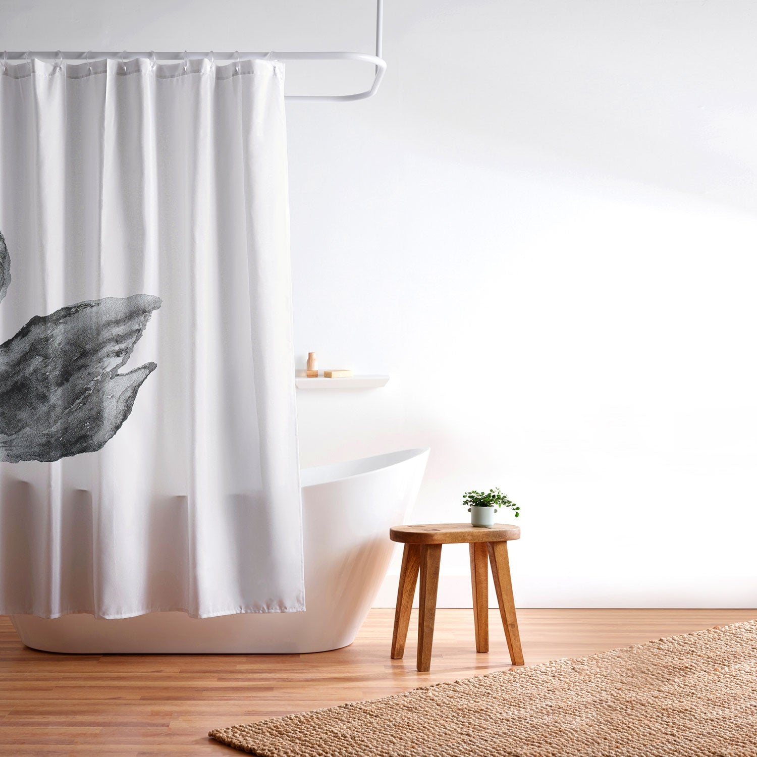 Pink Water Elegant black white swan Shower Curtain
