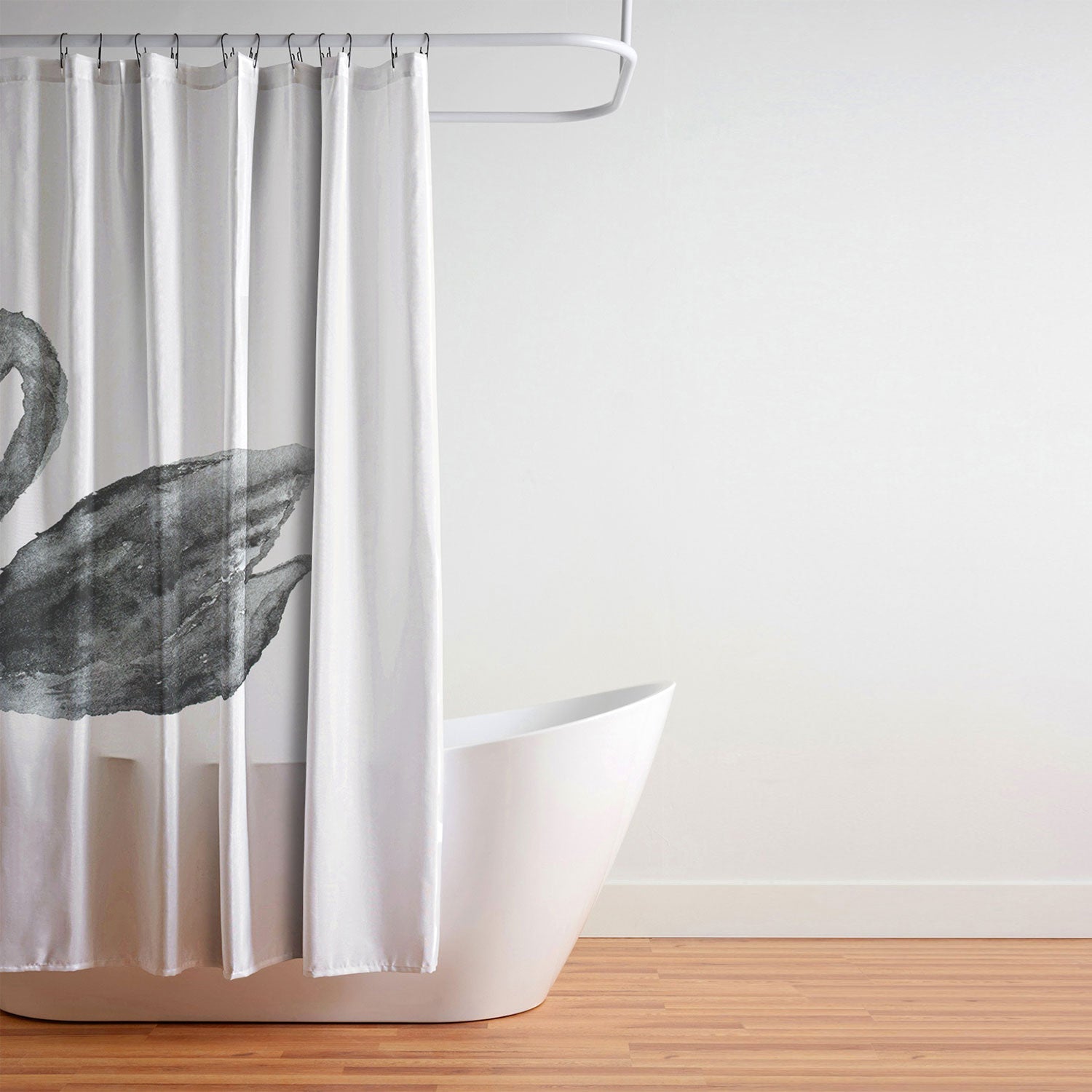 Pink Water Elegant black white swan Shower Curtain