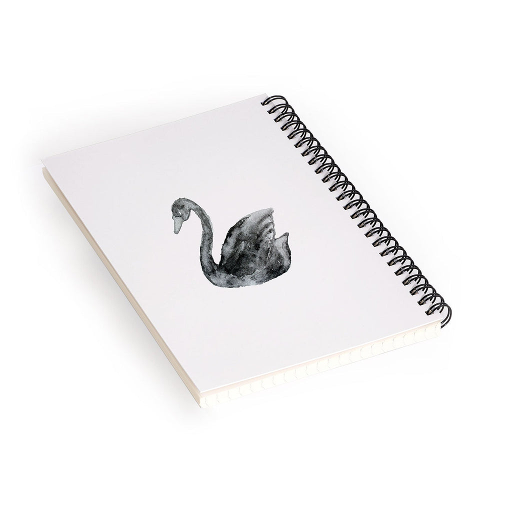 Pink Water Elegant black white swan Spiral Notebook