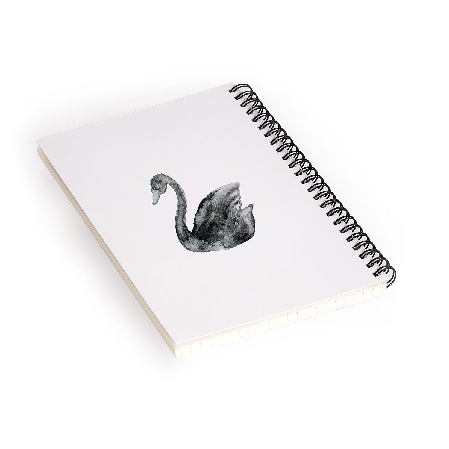Pink Water Elegant black white swan Spiral Notebook