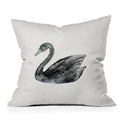Pink Water Elegant black white swan Throw Pillow