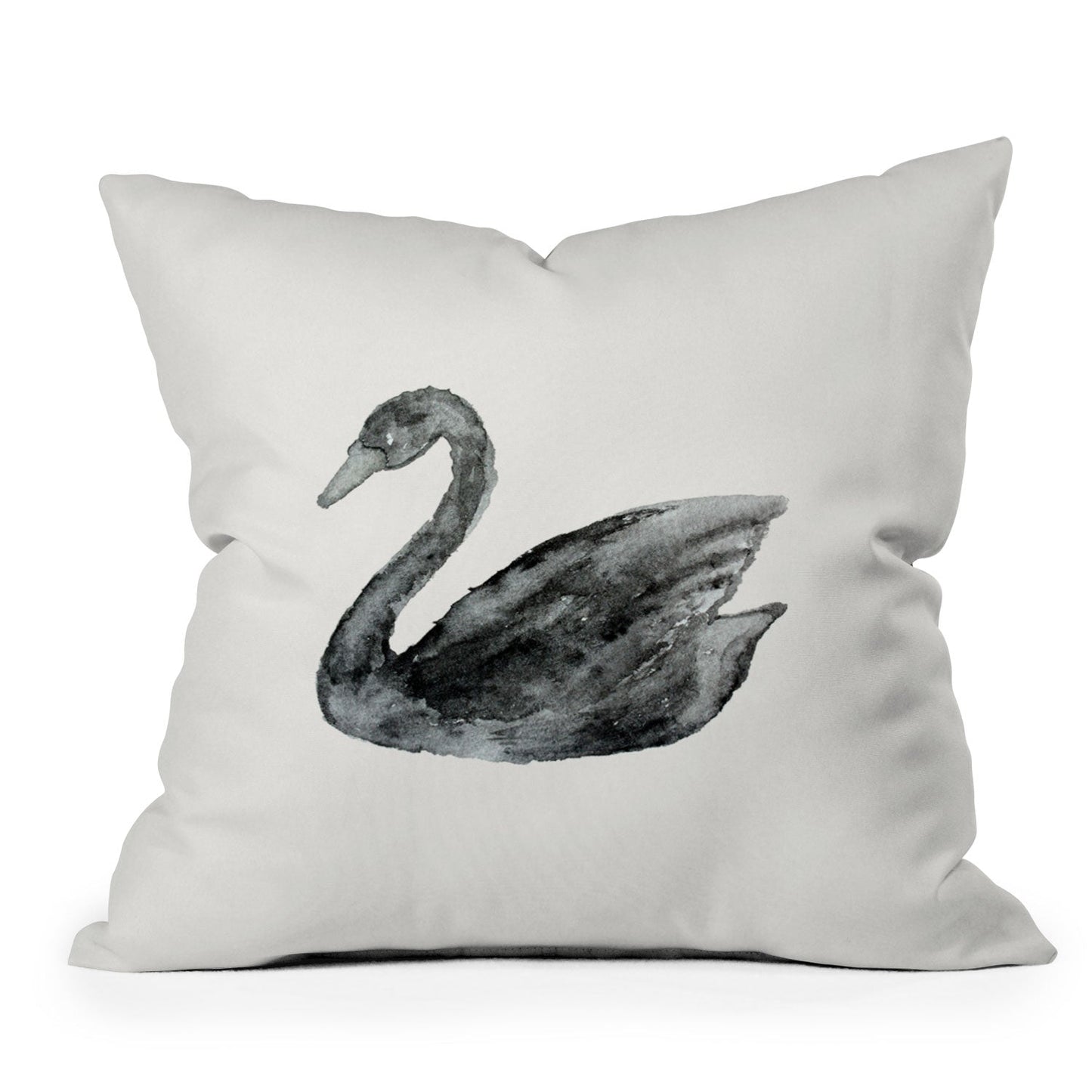Pink Water Elegant black white swan Throw Pillow