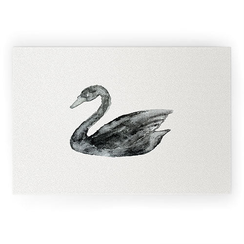 Pink Water Elegant black white swan Welcome Mat