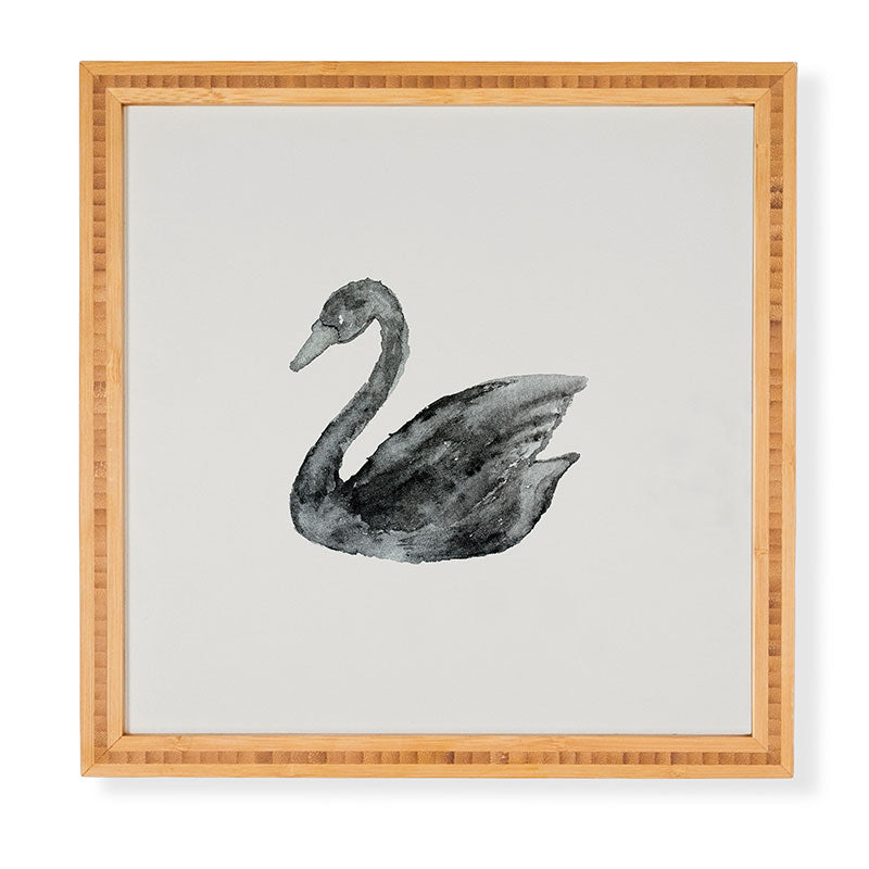 Pink Water Elegant black white swan Framed Wall Art