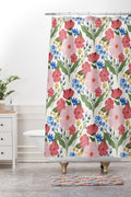 Design by Spark Wild Bloom Flowers Shower Curtain And Mat