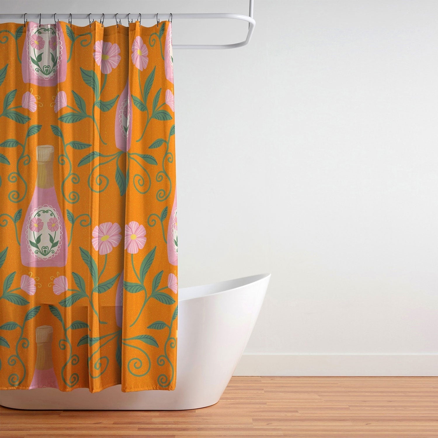 Design by Spark Rose Bubbly And Florals Shower Curtain