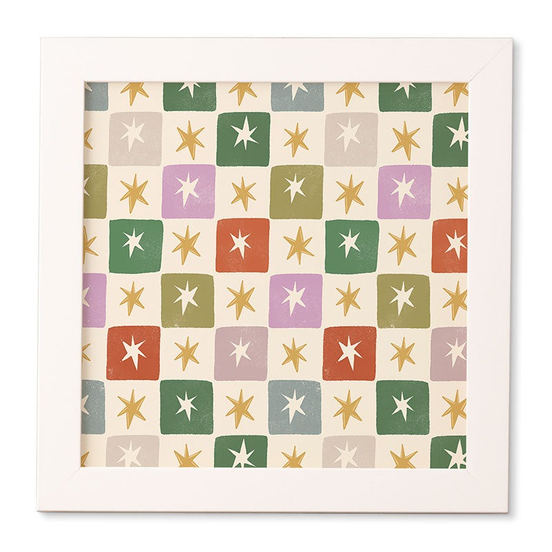 LouBruzzoni Retro Star Block Pattern Framed Wall Art