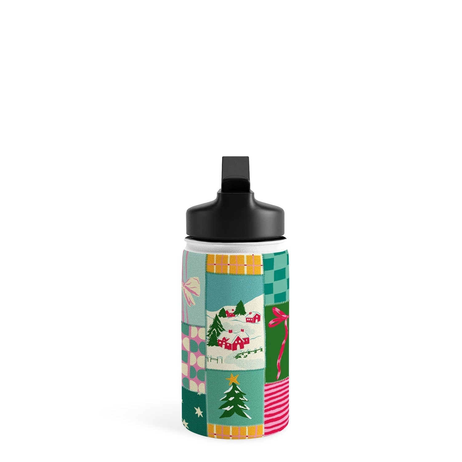 LouBruzzoni Cozy Christmas Patchwork Water Bottle