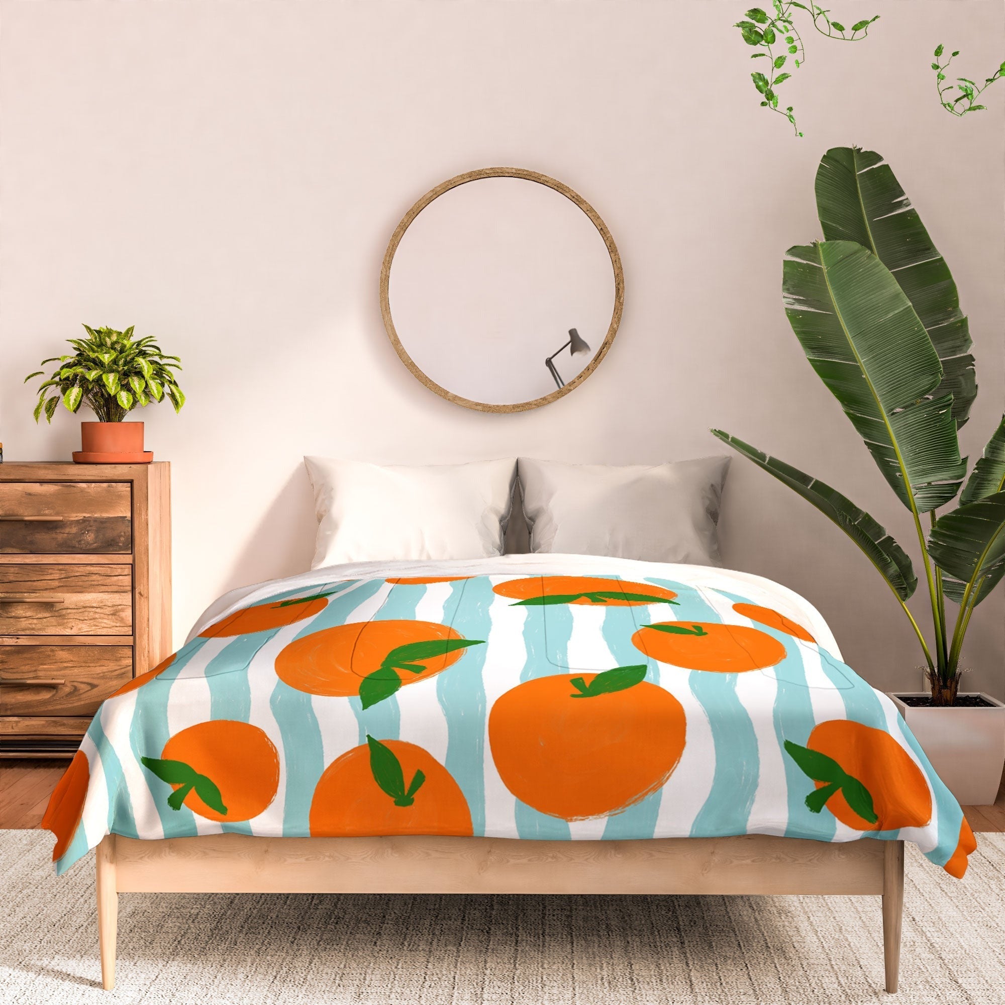 Design by Spark Zesty Oranges and Stripes Comforter