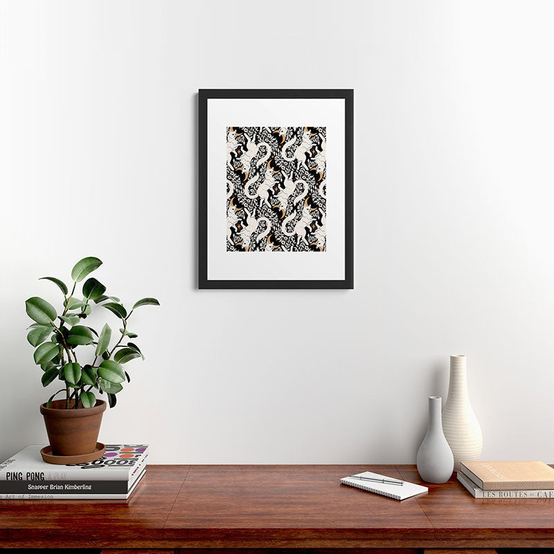 Avenie Celestial Cats Gold Framed Art Print