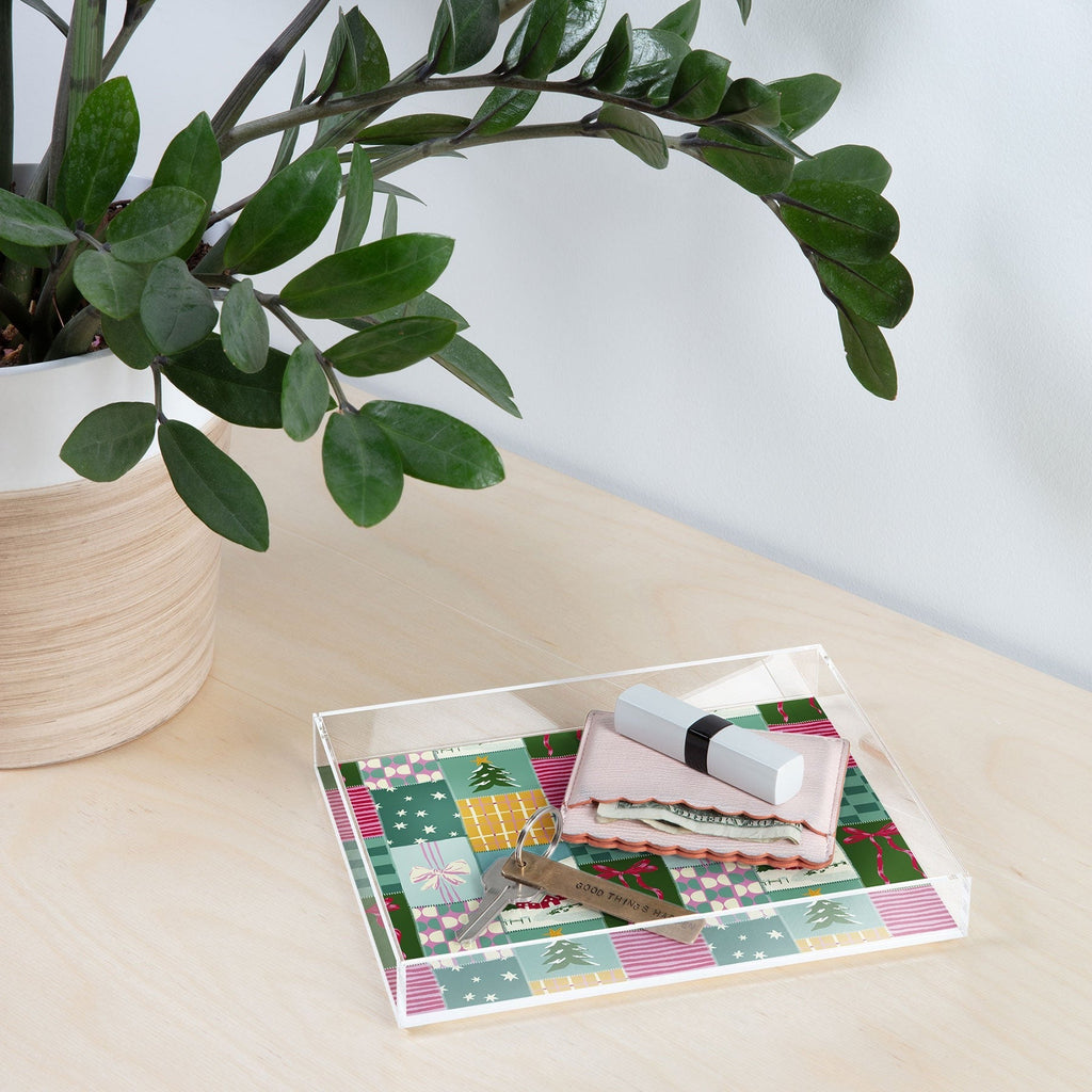 LouBruzzoni Cozy Christmas Patchwork Acrylic Tray