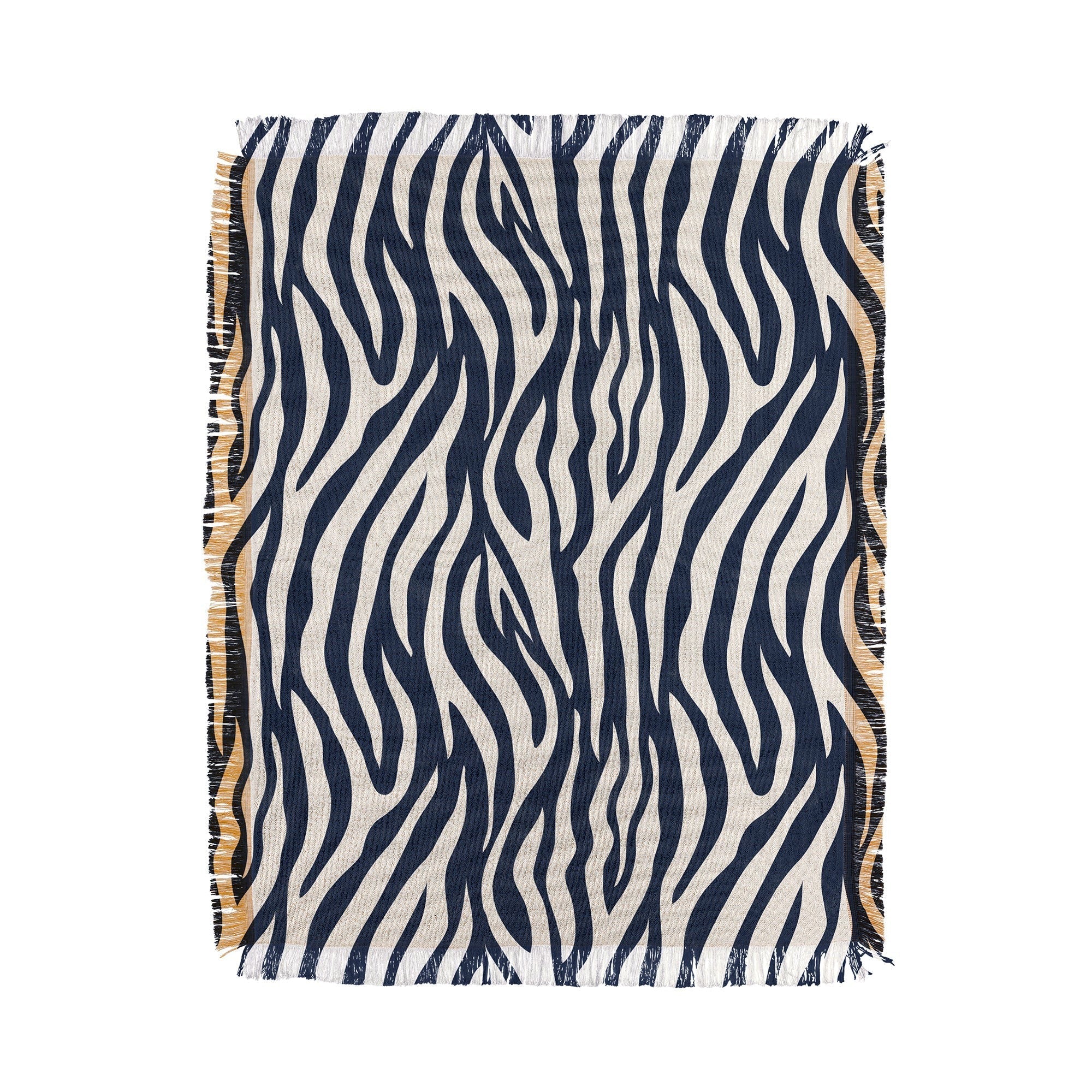 Avenie BR Navy Tiger Stripes Throw Blanket