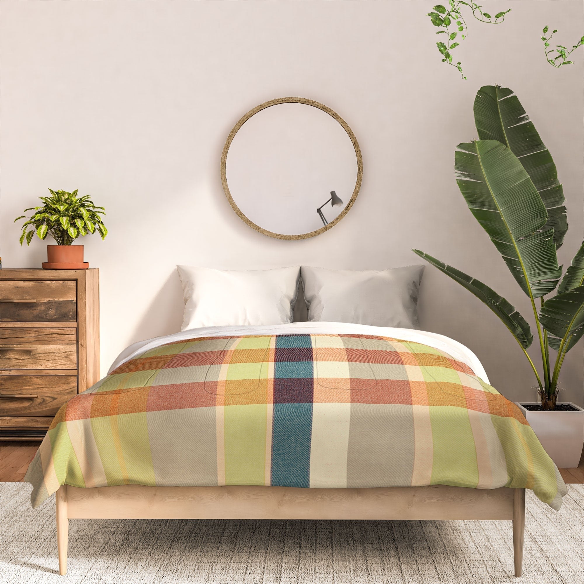 Marta Barragan Camarasa Retro Picnic Plaid Warm Tones Comforter