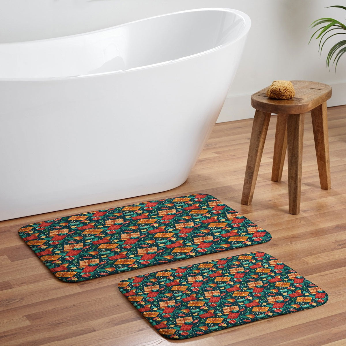 Valeria Frustaci Christmas pattern Memory Foam Bath Mat