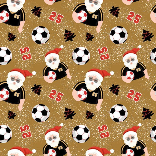 Design by Spark Sporty Soccer Santa Holiday Shower Curtain