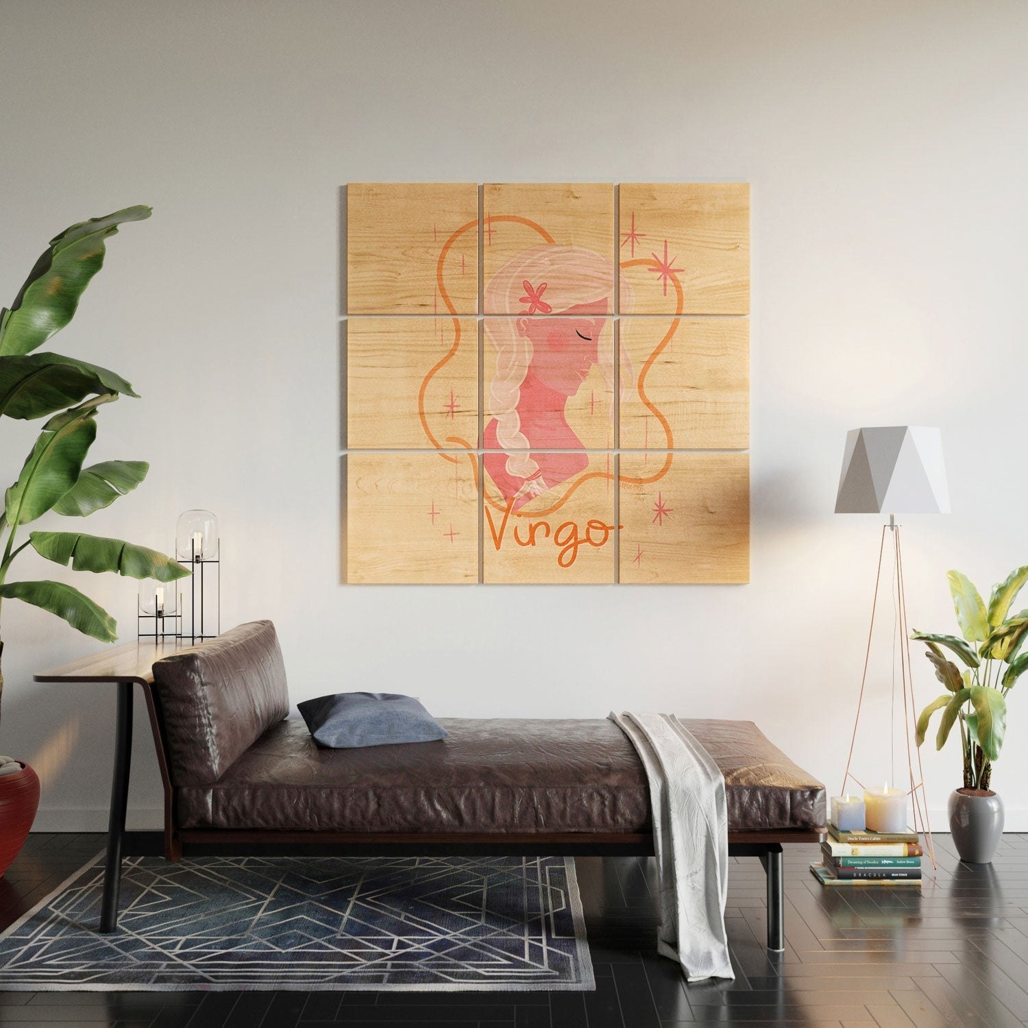 Little Om Zodiac Sign Virgo Wood Wall Mural