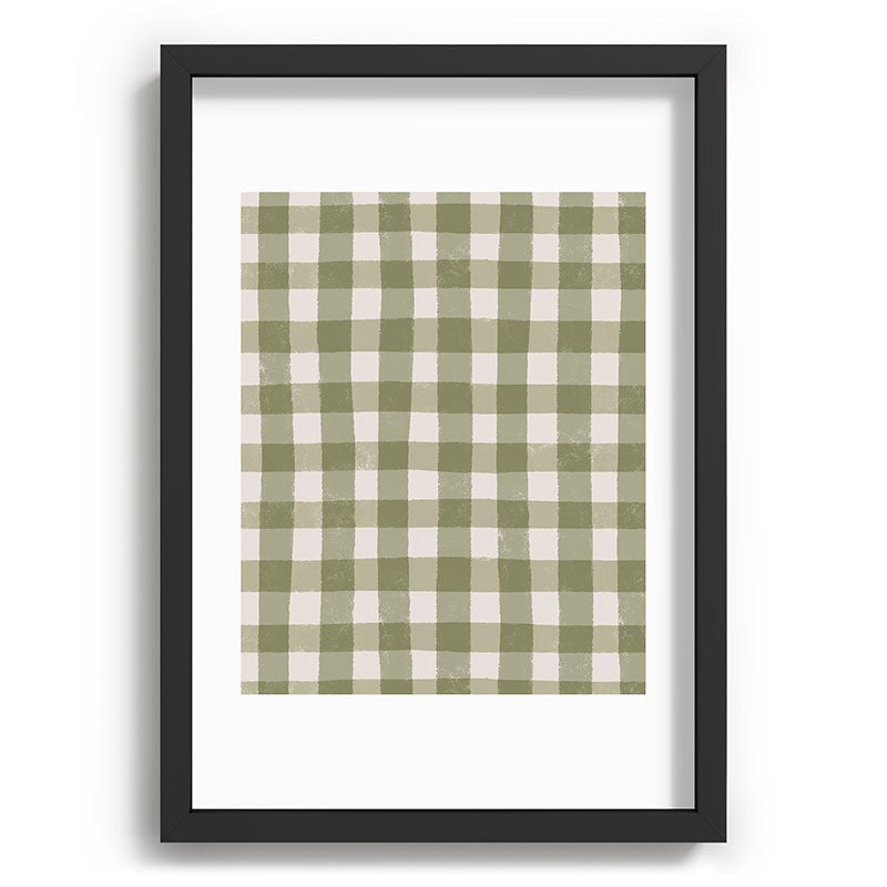 Menina Lisboa Rustic Green Plaid Recessed Framing Rectangle
