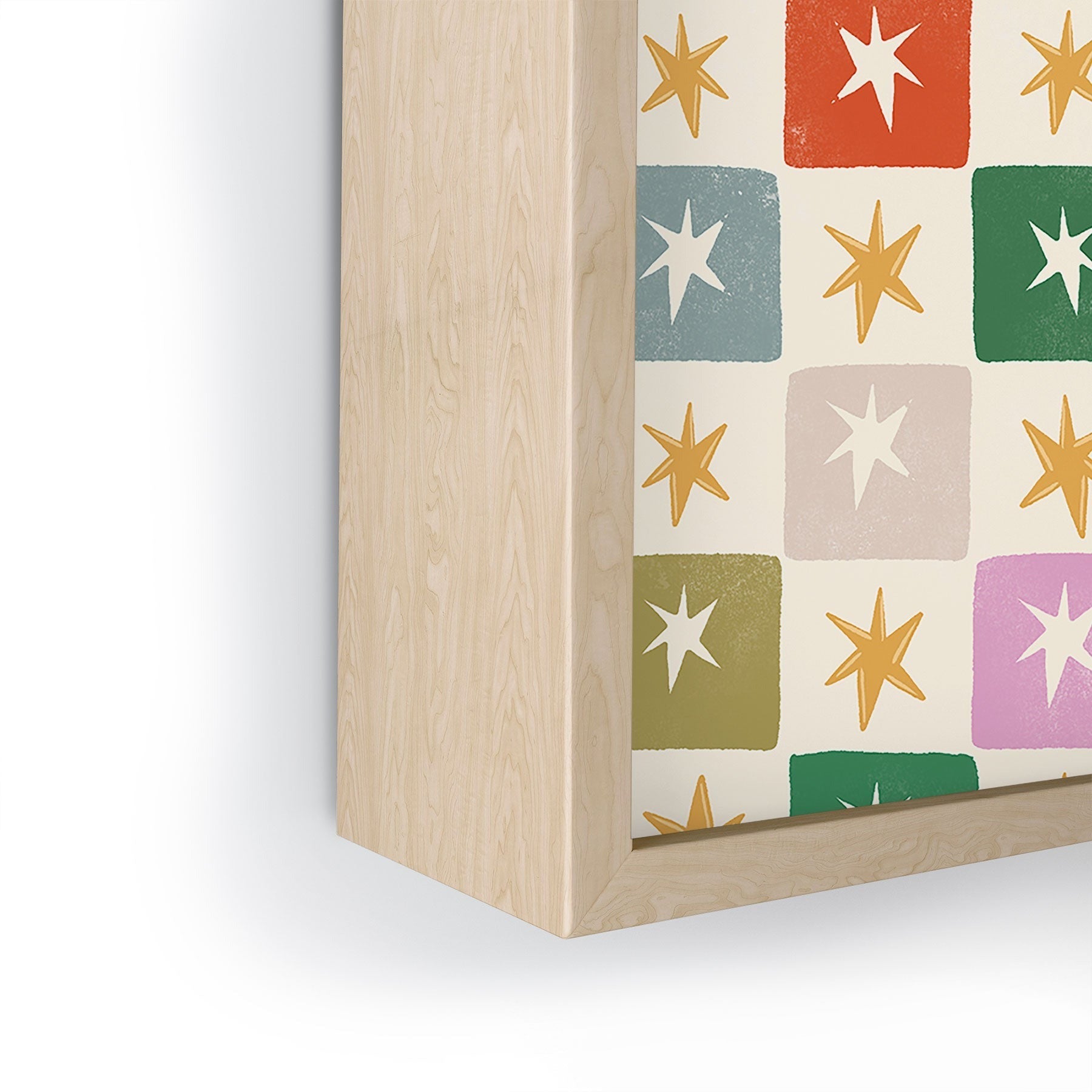LouBruzzoni Retro Star Block Pattern Framed Mini Art Print