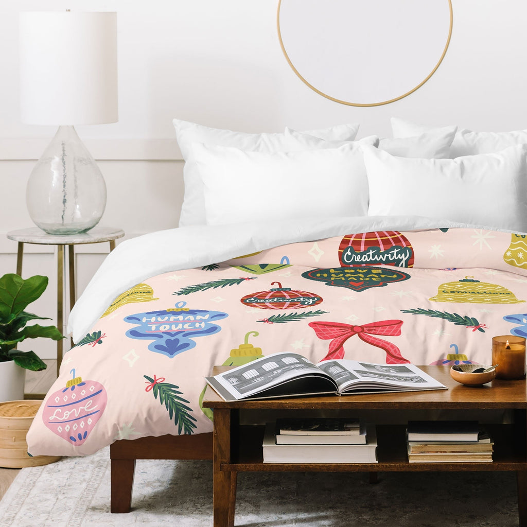 Design by Spark Love Human Made Christmas Ornaments Duvet Cover