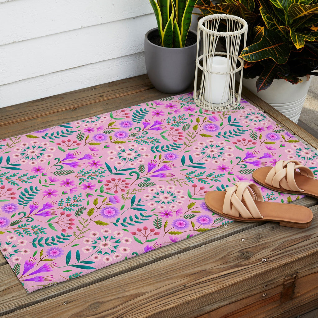 Pimlada Phuapradit Ditsy Purple Floral Half Drop Outdoor Rug