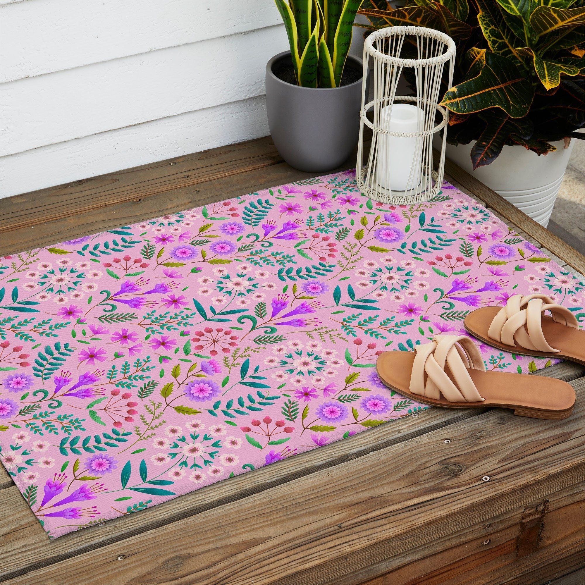 Pimlada Phuapradit Ditsy Purple Floral Half Drop Outdoor Rug