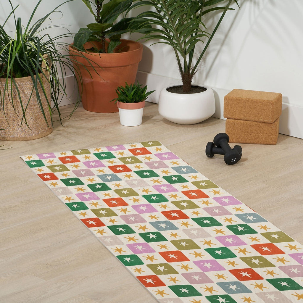 LouBruzzoni Retro Star Block Pattern Yoga Mat