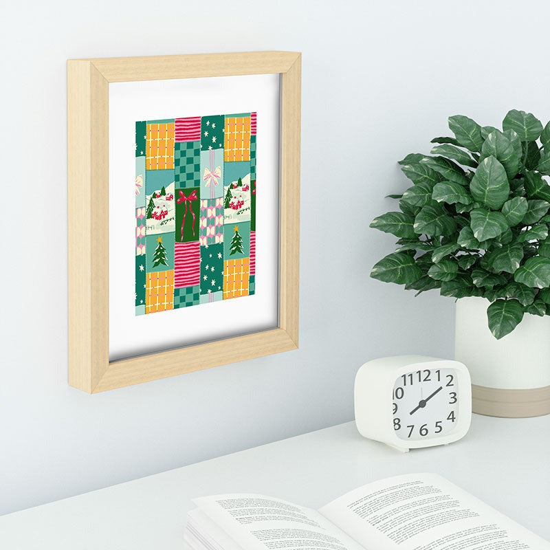 LouBruzzoni Cozy Christmas Patchwork Recessed Framing Rectangle