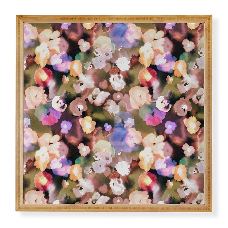 Ninola Design Botanic Retreat Ombre Abstract Watercolor Flowers Pink gold Framed Wall Art