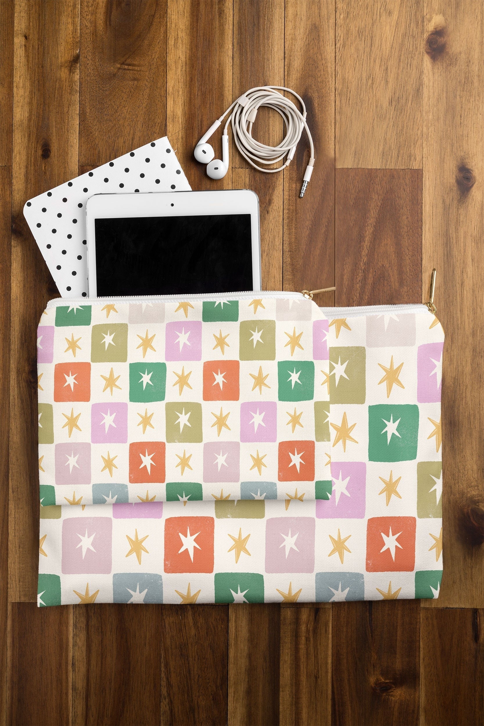 LouBruzzoni Retro Star Block Pattern Pouch