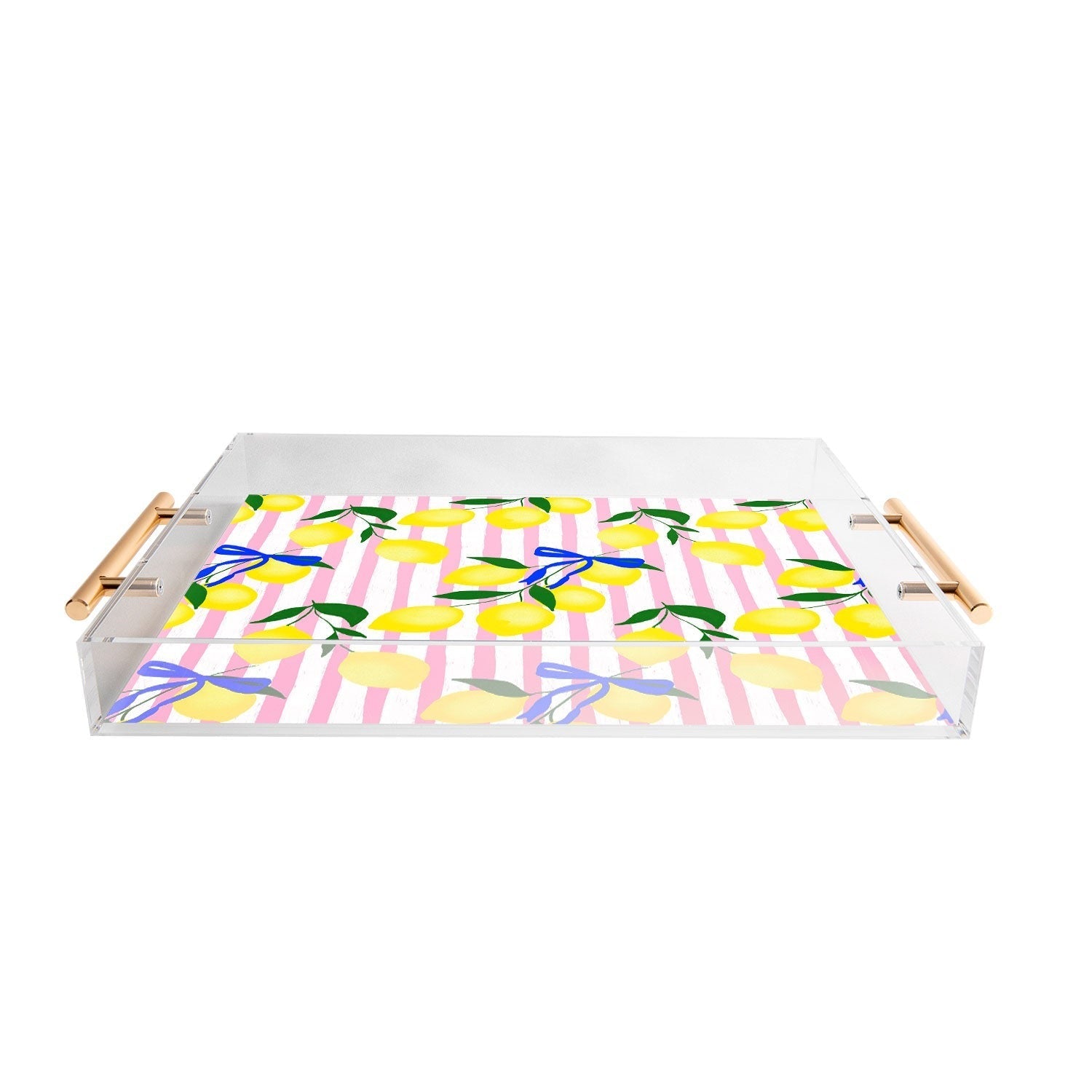 Design by Spark Zesty Lemons and Stripes Acrylic Tray