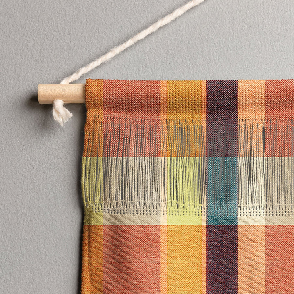 Marta Barragan Camarasa Retro Picnic Plaid Warm Tones Wall Hanging Landscape