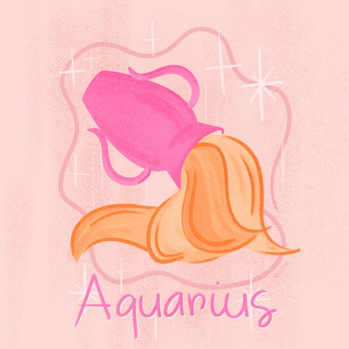 Little Om Zodiac Sign Aquarius Shower Curtain