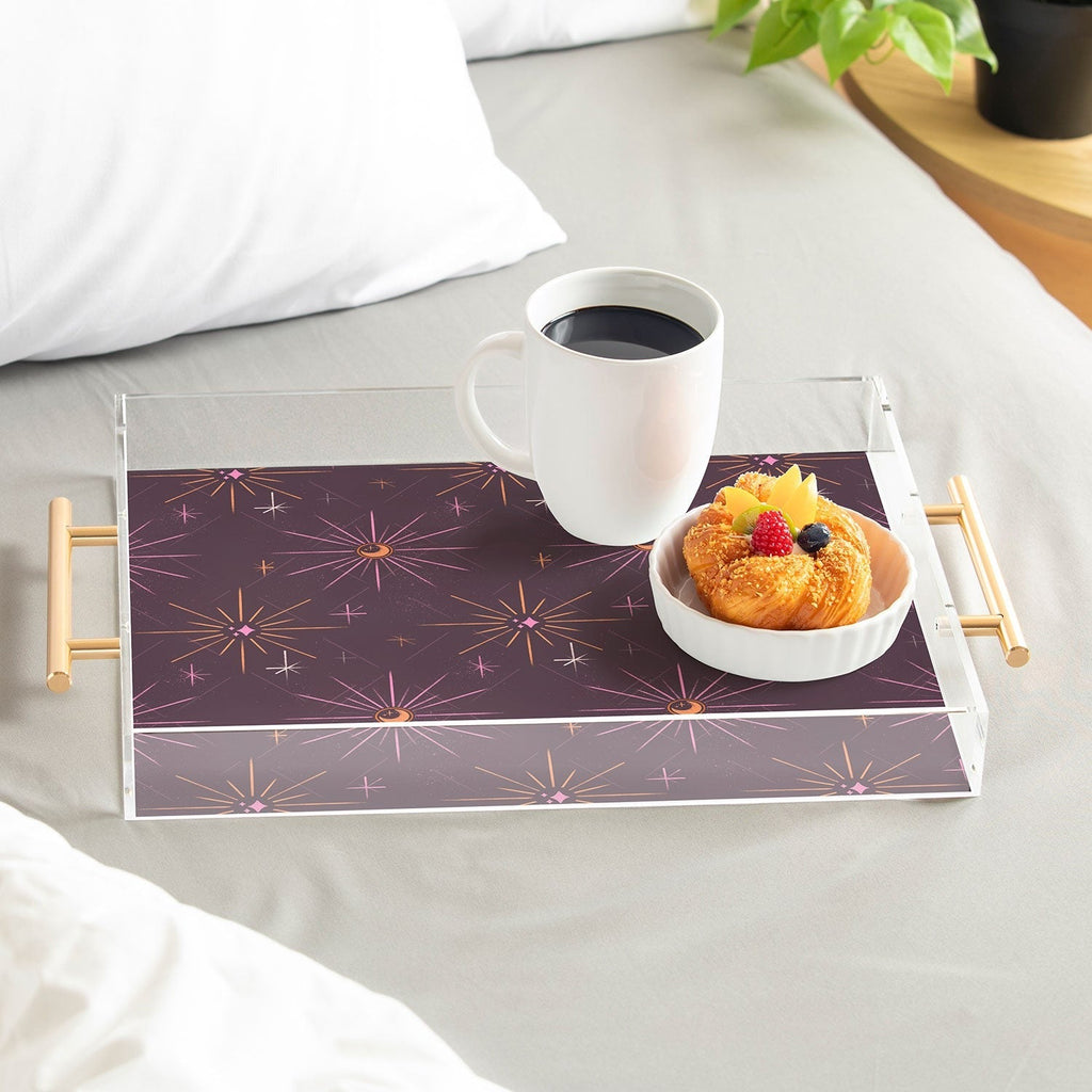 Little Om Pattern Little Moon plum Acrylic Tray