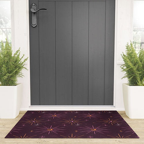Little Om Pattern Little Moon plum Welcome Mat