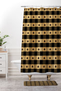 Design by Spark Black Gold Tree Tree Gingham Shower Curtain And Mat