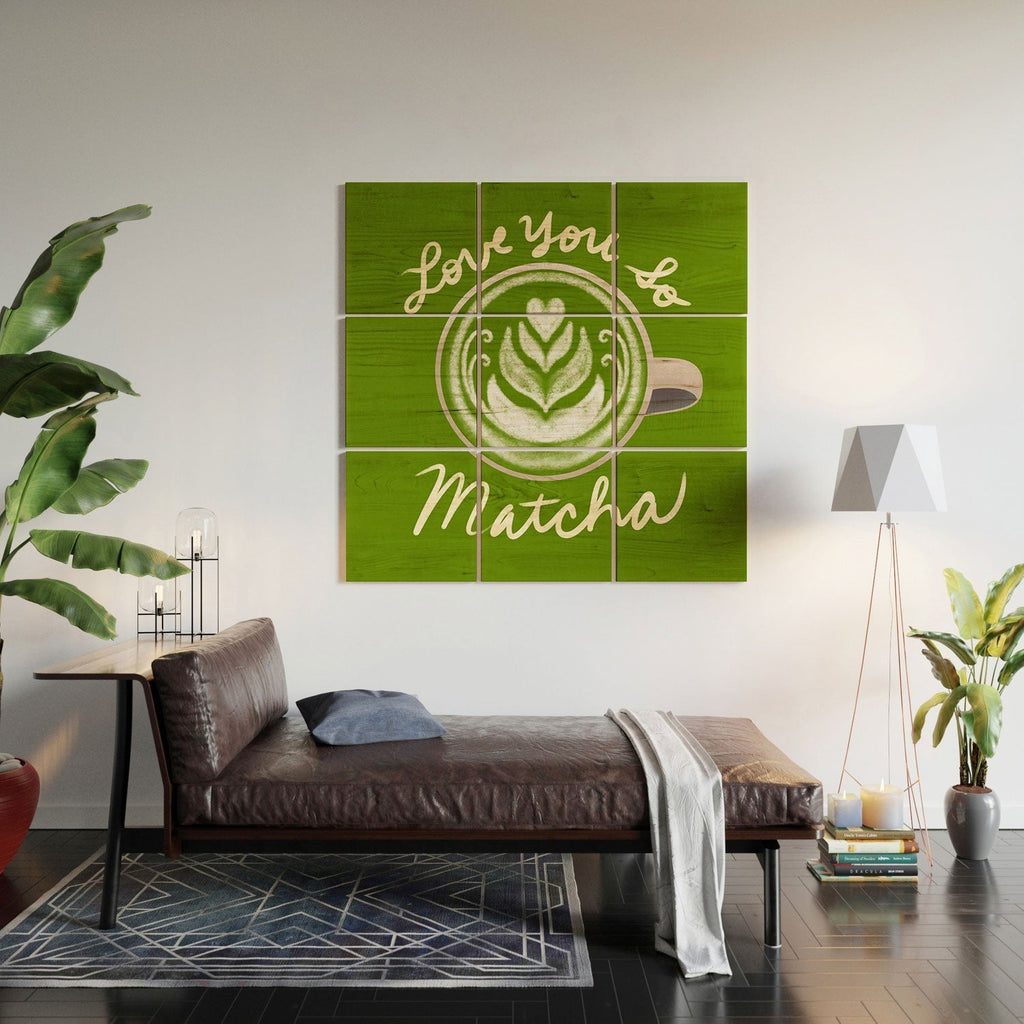 Design by Spark Love You So Matcha Wood Wall Mural