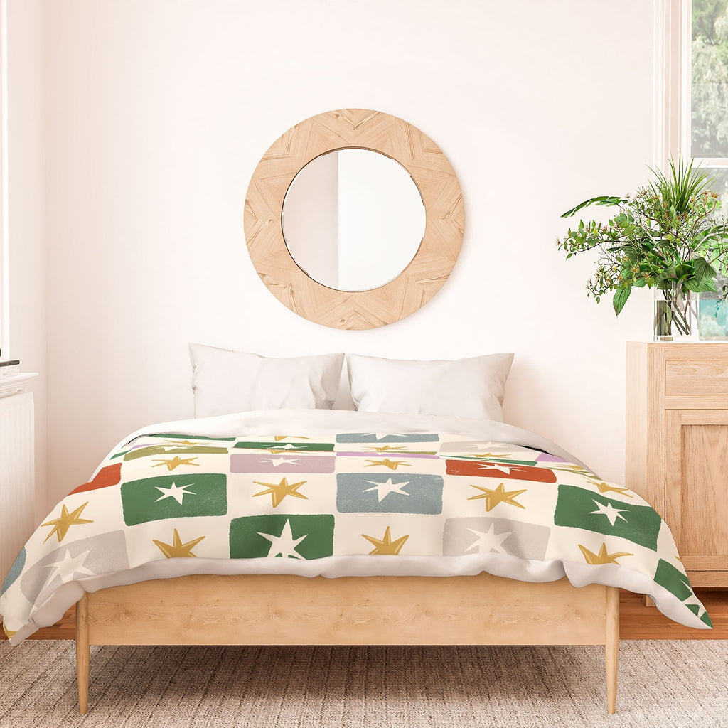 LouBruzzoni Retro Star Block Pattern Duvet Cover